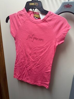 Aura Girls' Hot Pink Short Sleeve Tee with 'find your own' Embroidery